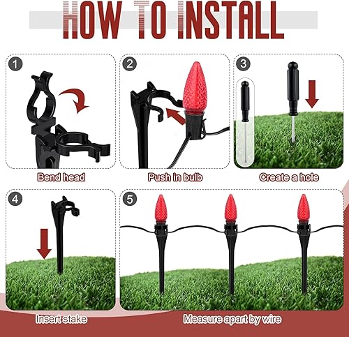 Miniatura 6 de Estacas de luz de Navidad de 7.5 pulgadas, 50 piezas de estacas para patio y césped, estacas universales para luces C7 C9, salida de iluminación