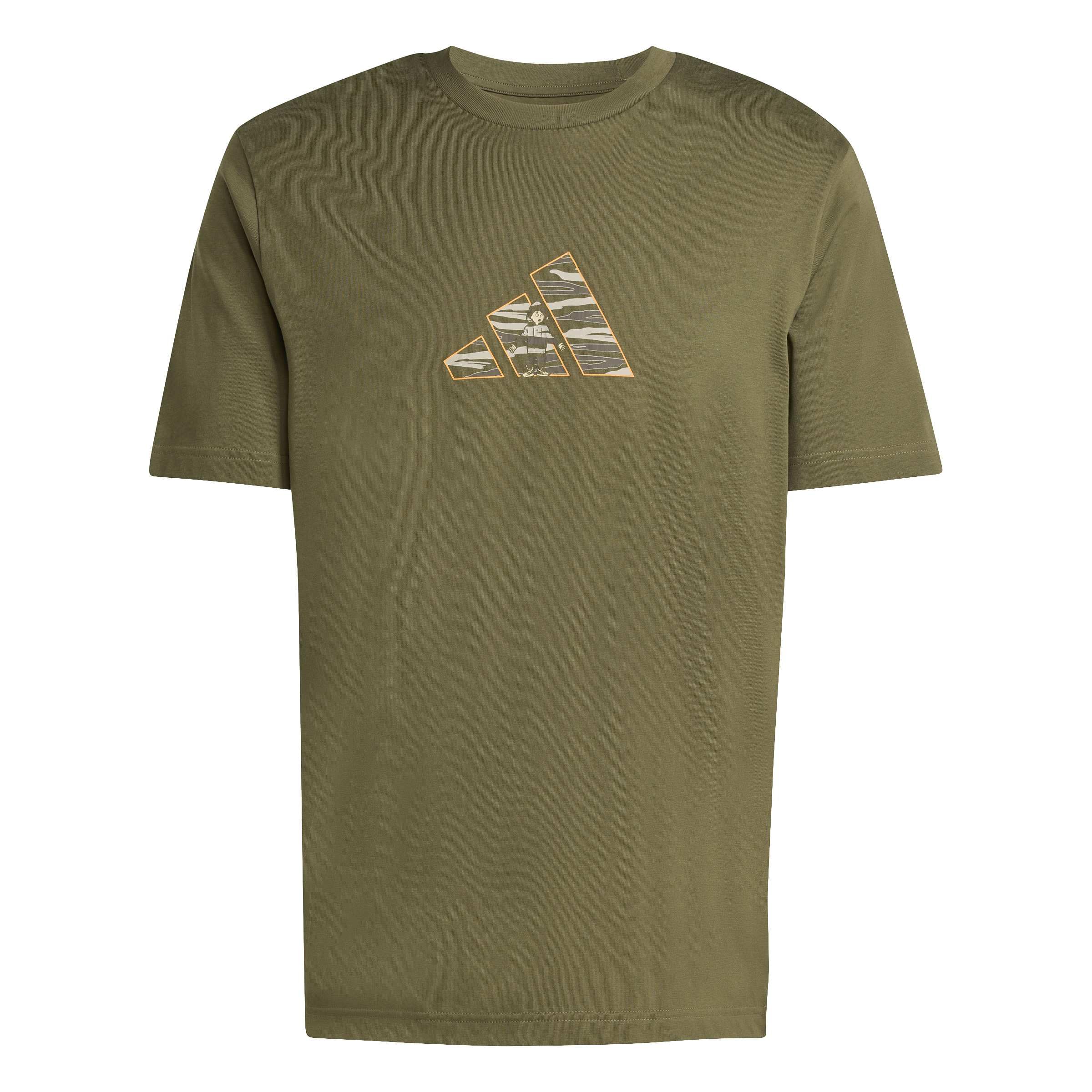 adidas Men's CAMO Explorer Graphic T-Shirt, Olive strata, M
