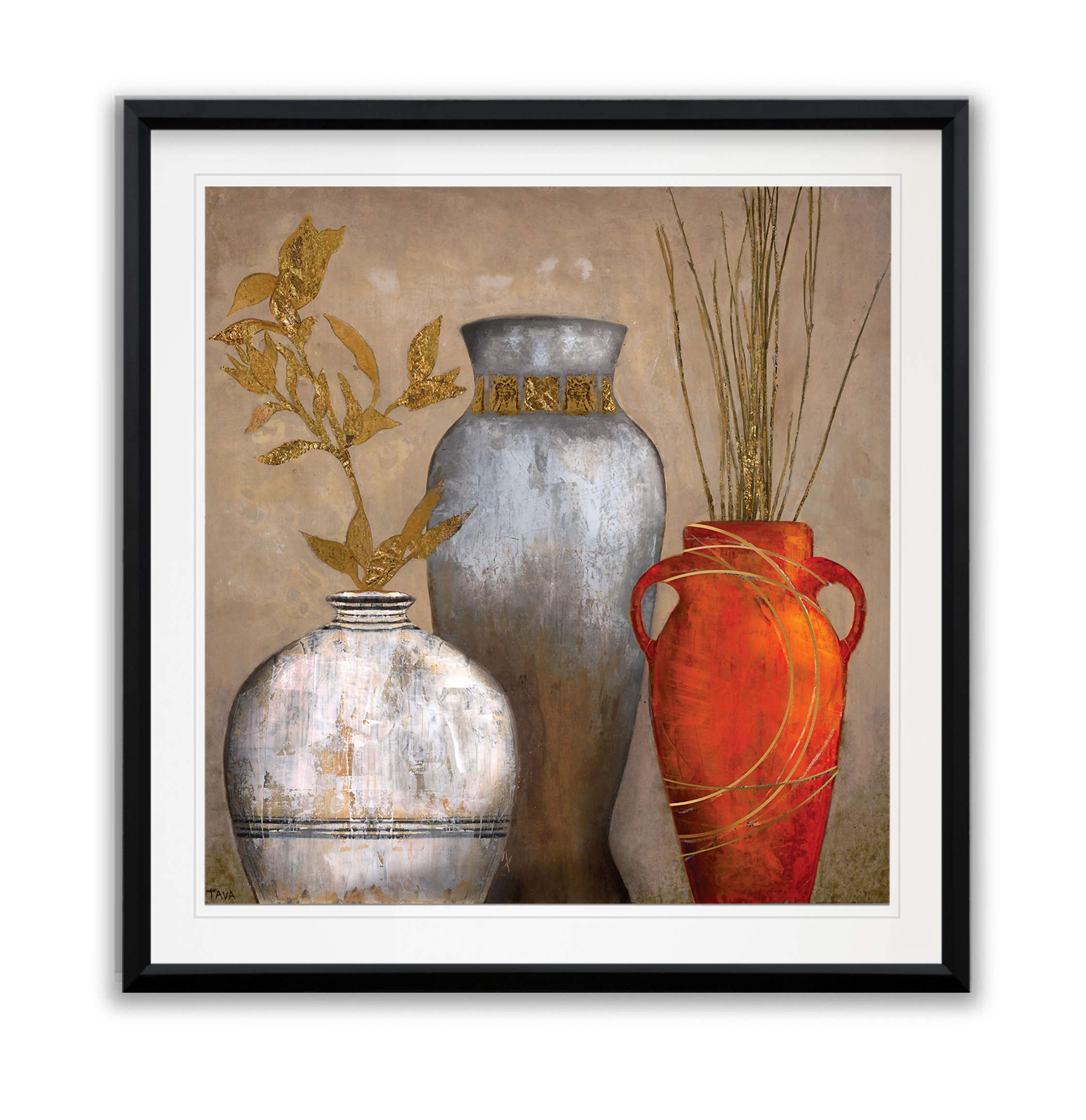 Renditions GalleryMia Casa Portofino I Vase Pictures Wall Decor Painting Contemporary Art Framed Giclee Canvas Prints Ready To Hang, 38x38, Black