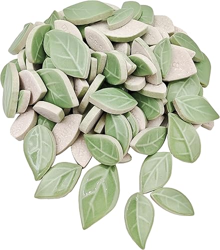 500g1.1lb Azulejos de Mosaico de Cerámica en Forma de Hoja, Piezas de Mosaico Cerámico para Manualidades, Azulejos de Mosaico para Decoración del