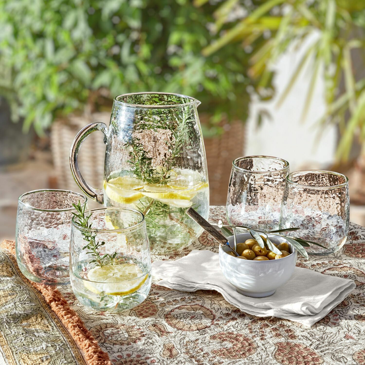 LOBERON Glas 4er Set Valters, Mundgeblasen, mit Welliger Struktur, Stilvoll Klassisches Design, Spülmaschinenfest, Tischaccessoires, Trinkgläser, klar
