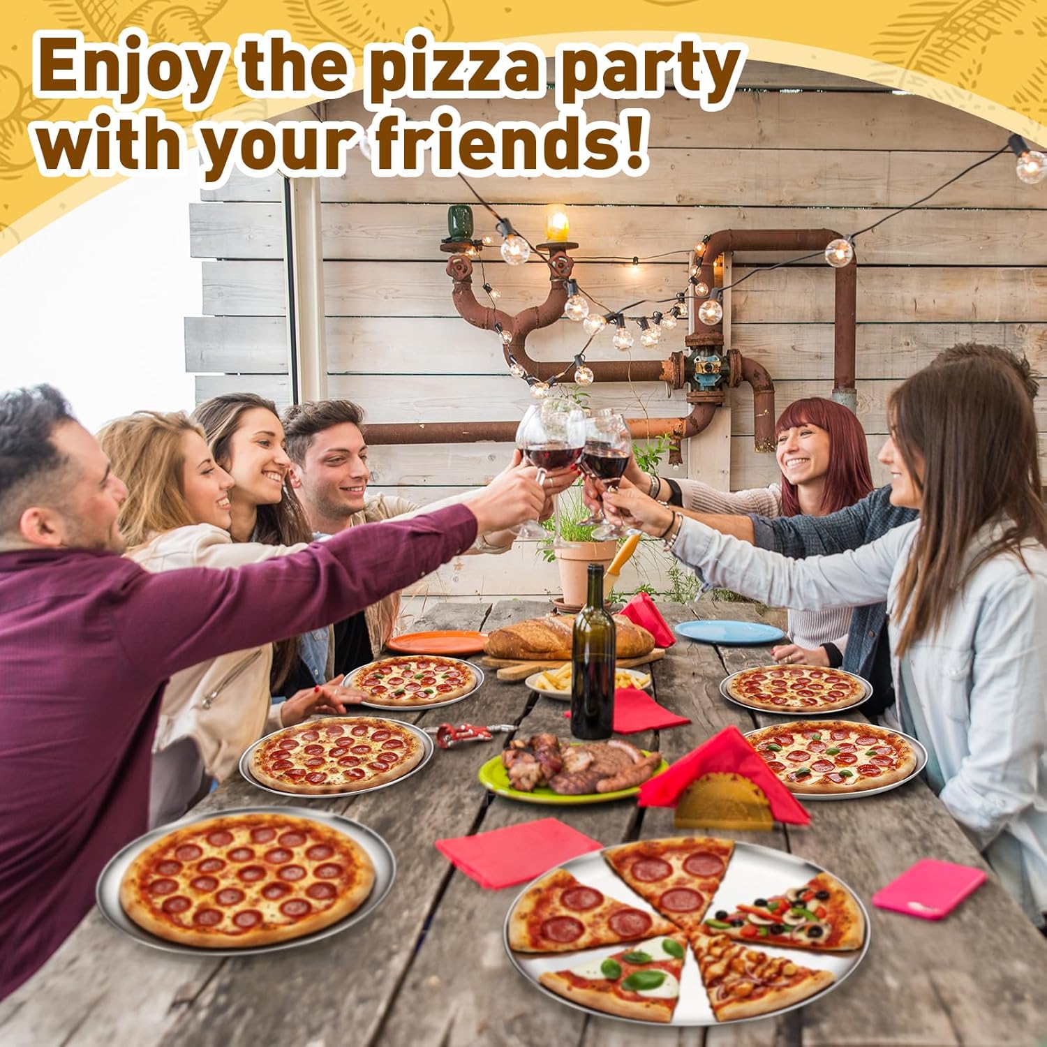 Sawysine 12 Pcs Stainless Steel Pizza Pans 9 Sizes (6.7 Inch-17.7 Inch) Pizza Pans for Oven Large Thick Round Steel Trays for Baking Cookie Pie Cake, Non-toxic, Durable, Dishwasher Safe