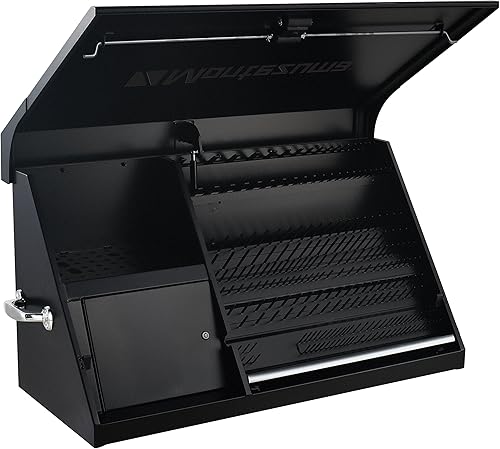 Montezuma Caja de herramientas triangular de acero resistente de 41" x 18" (acero, negro plano)