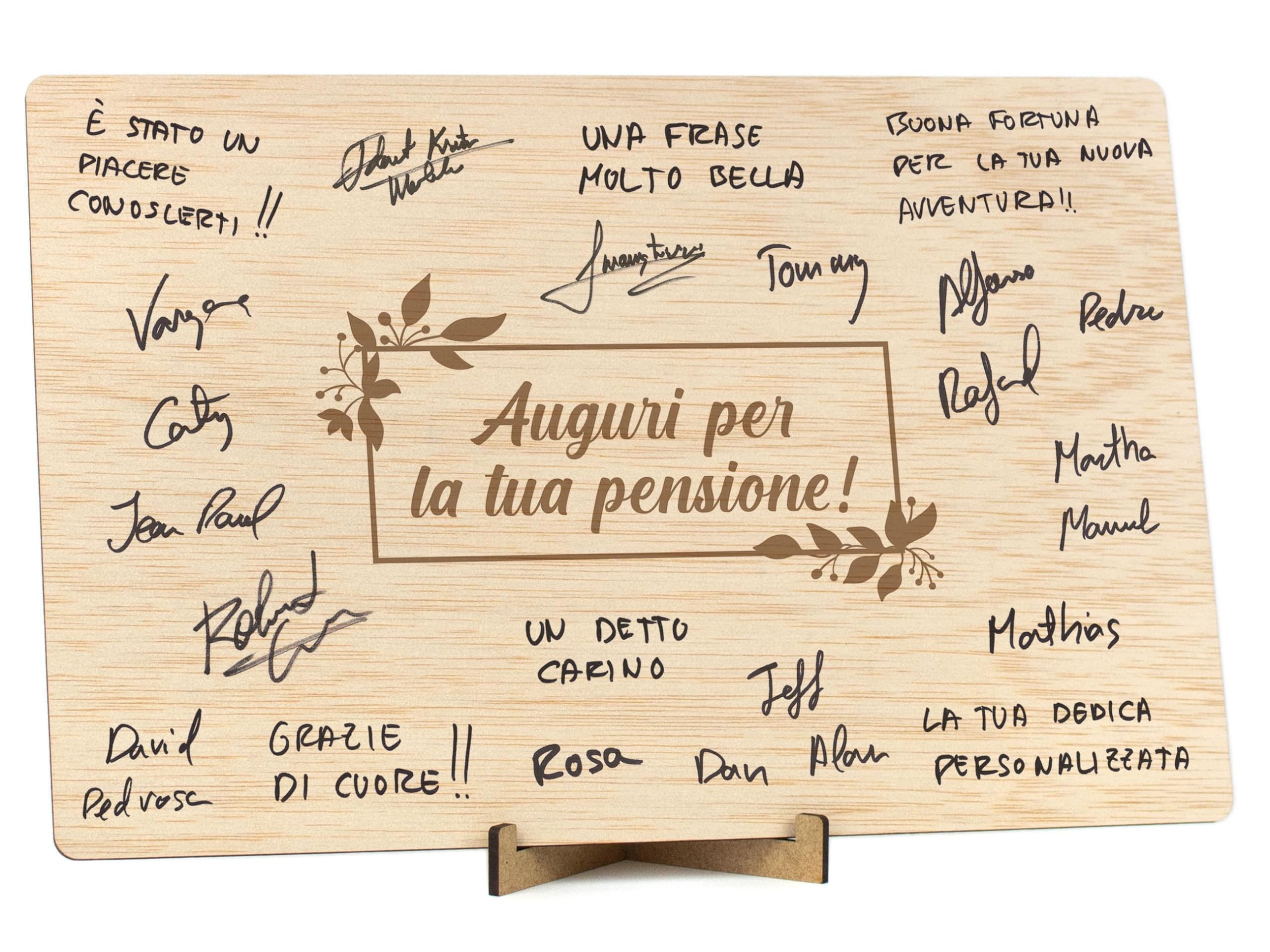 Biglietto Di Pensione In Legno - Libro Delle Firme Per Festa Pensionamento - Foto 5