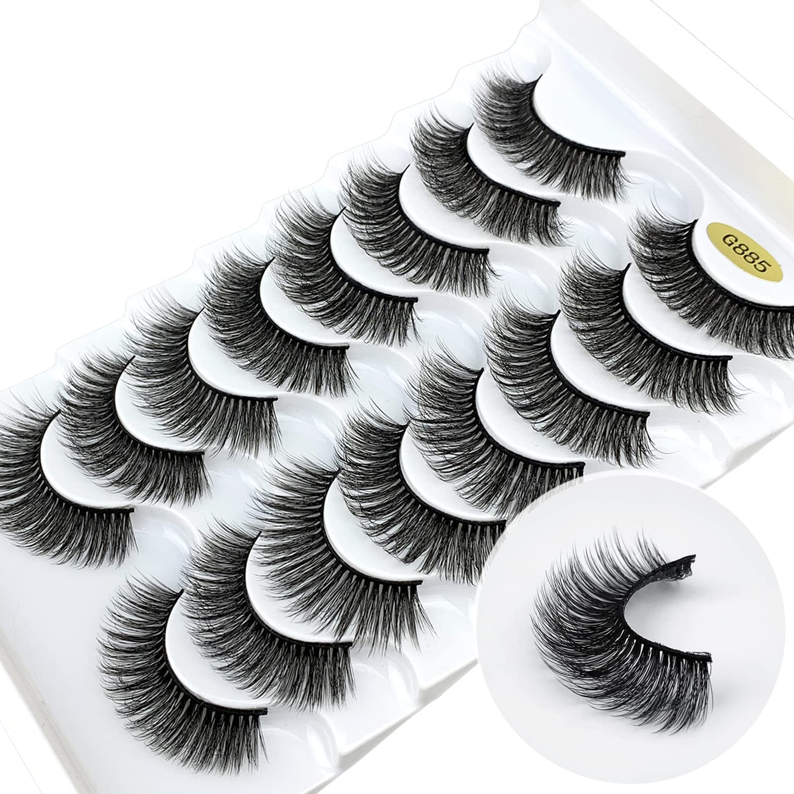 KOKAY False Eyelashes Russian Strip Lashes Faux Mink Lashes 8 works DD Curl
