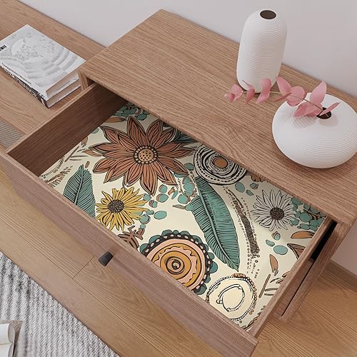 Miniatura 4 de Papel tapiz bohemio para despegar y pegar, papel adhesivo floral vintage de 17.5 x 118 pulgadas, papel de pared de flores botánicas retro,