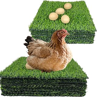 NeatHouse 8 Pack Reusable Chicken Nesting Pads 11.8x11.8" - Washable Artificial Grass Egg Mats for Coops, Pets, Crafts - Green