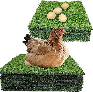 8 Pack Chicken Nesting Pads for Chicken Coop, 11.8"x11.8" Reusable Plastic Artificial Grass Nesti...