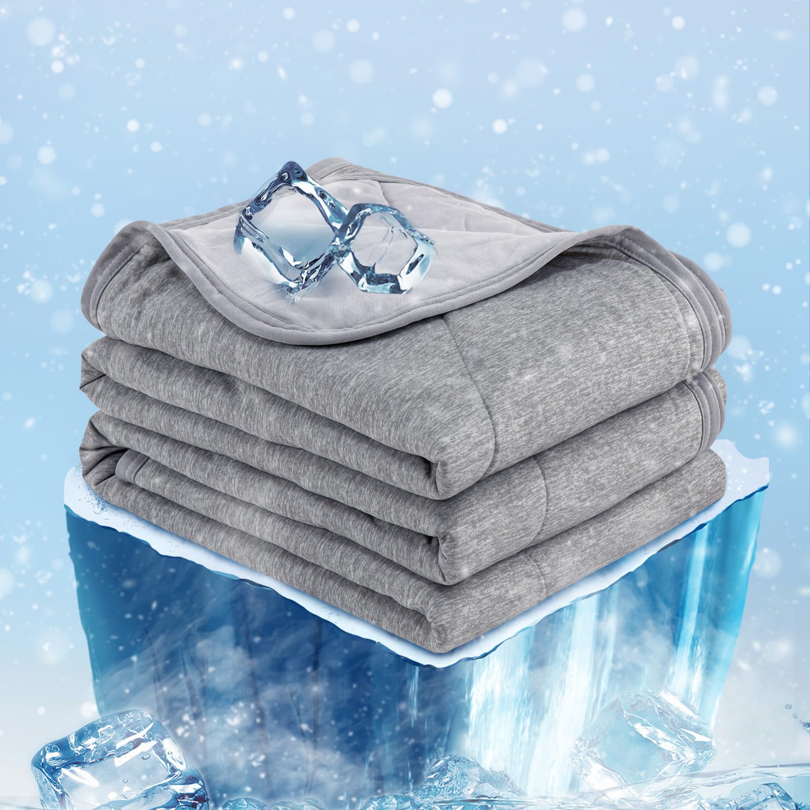 GogreenCooling Comforter Blanket, Double Sided Summer Ice Cool Comforter, Ultra Soft Comforter, Arc Chill Cooling Blanket for Hot Sleepers Night Sweats Cooling Comforter Queen Size - Grey - 90"x90"