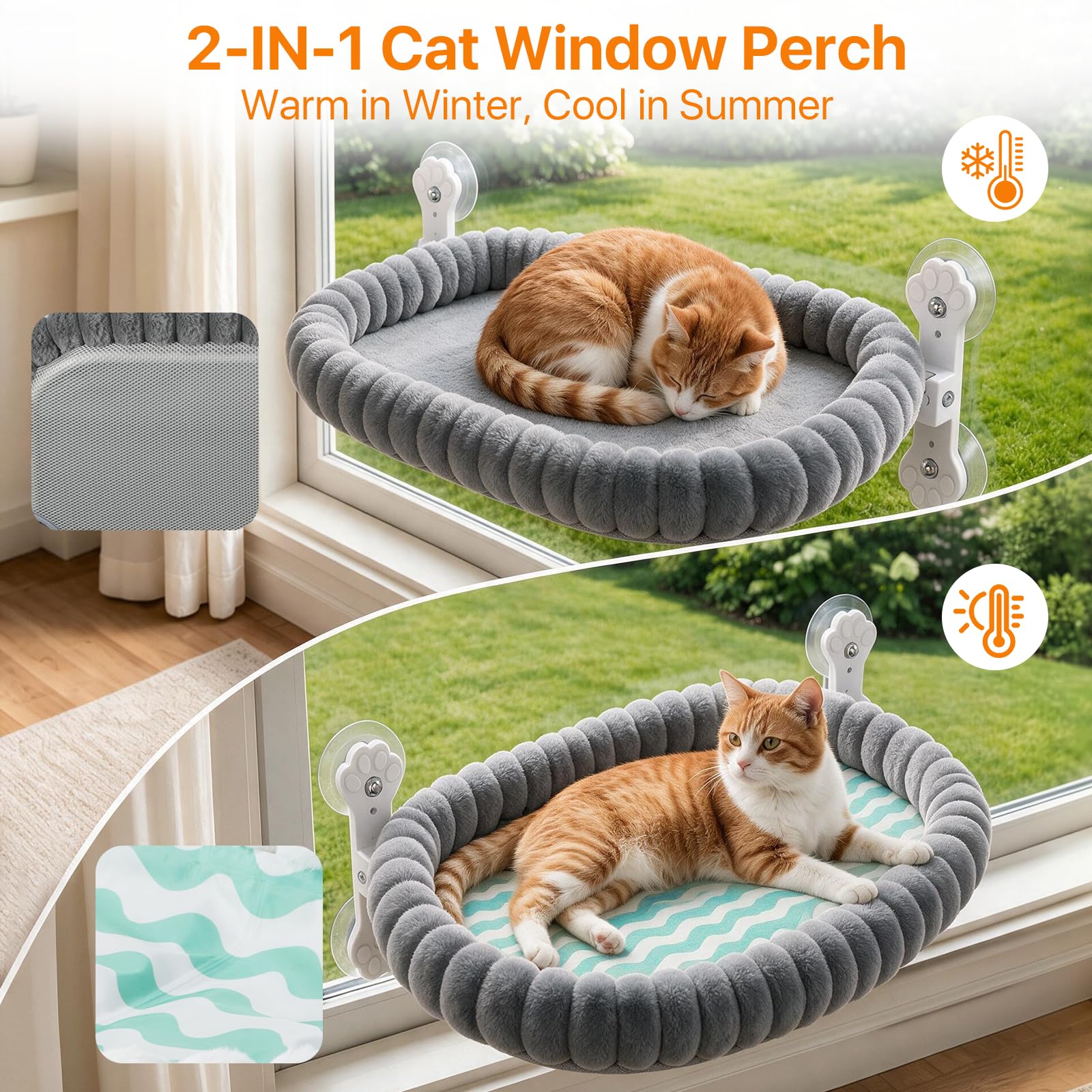 Perchoirs de fenêtre pour chat (gris)
