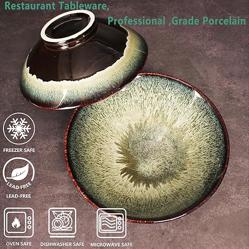 Miniatura 3 de jinsongdafa Juego de 2 tazones de cerámica japoneses para sopa de fideos ramen para ramen, pho, sopa, ensalada, pasta, platos asiáticos, fideos