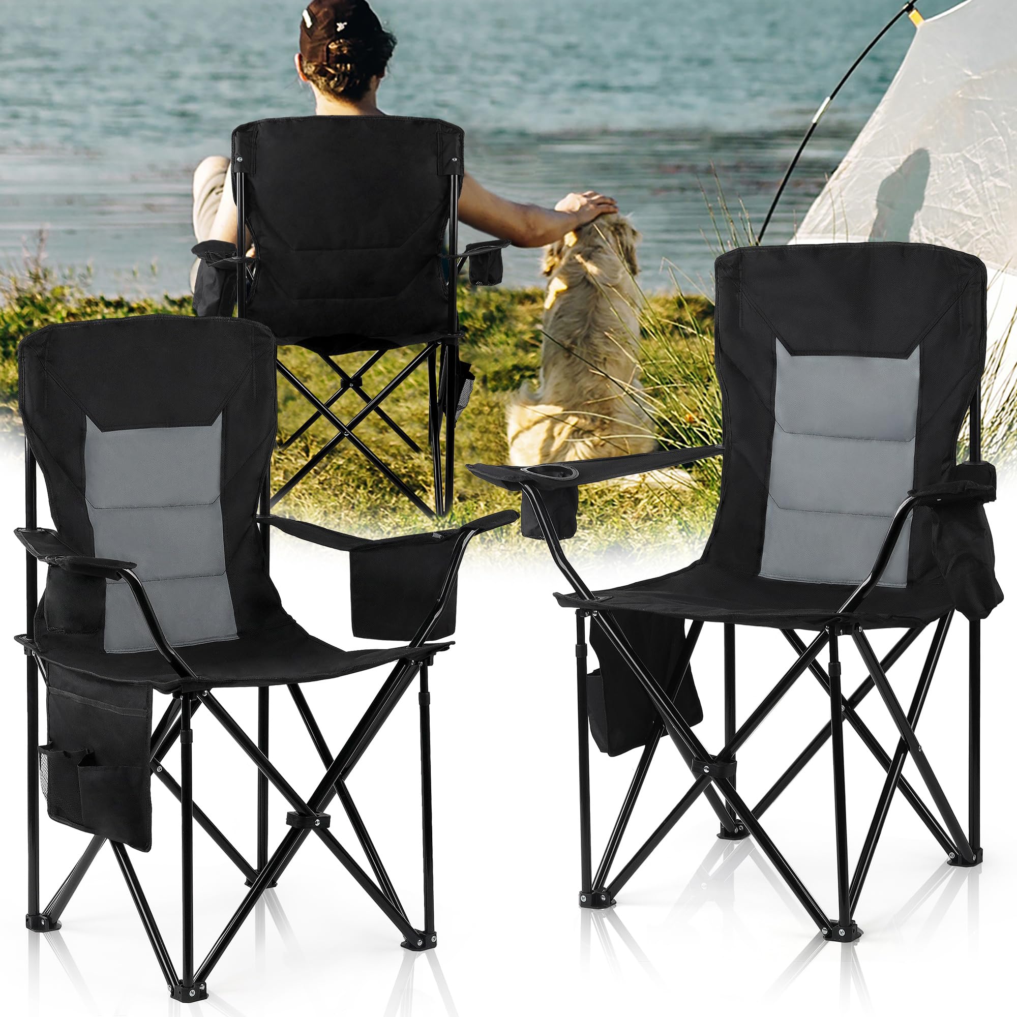 CALIYO Campingstuhl Faltbar klappstuhl Camping Stuhl Chair Sofa, Strandstuhl Faltbar Leicht Hoher Tragkraft von 120 kg, Angelstuhl Campingsessel Bequem für Reisen zu Hause und im Freien