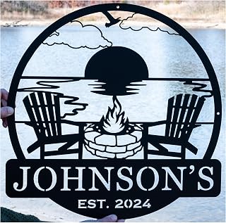 Custom Metal Beach Campfire Name Sign | Sunset Beach Nautical Decor, Personalized Camping Gifts, Outdoor Decor Cabin Sign, Campsite Sign, Coastal Decor