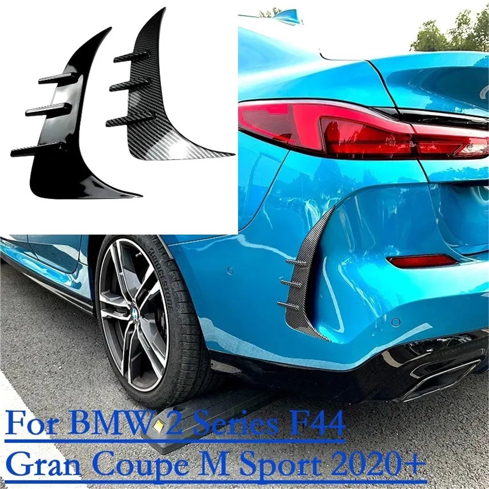 Żaluzja Tylnej Szyby Bocznej 1 para tylnych spoilerów zderzaka pasujących do serii 2 F44 Gran Coupe M Sport 2020+ boczny otwór wentylacyjny tylny nóż wiatrowy(Glossy Black)
