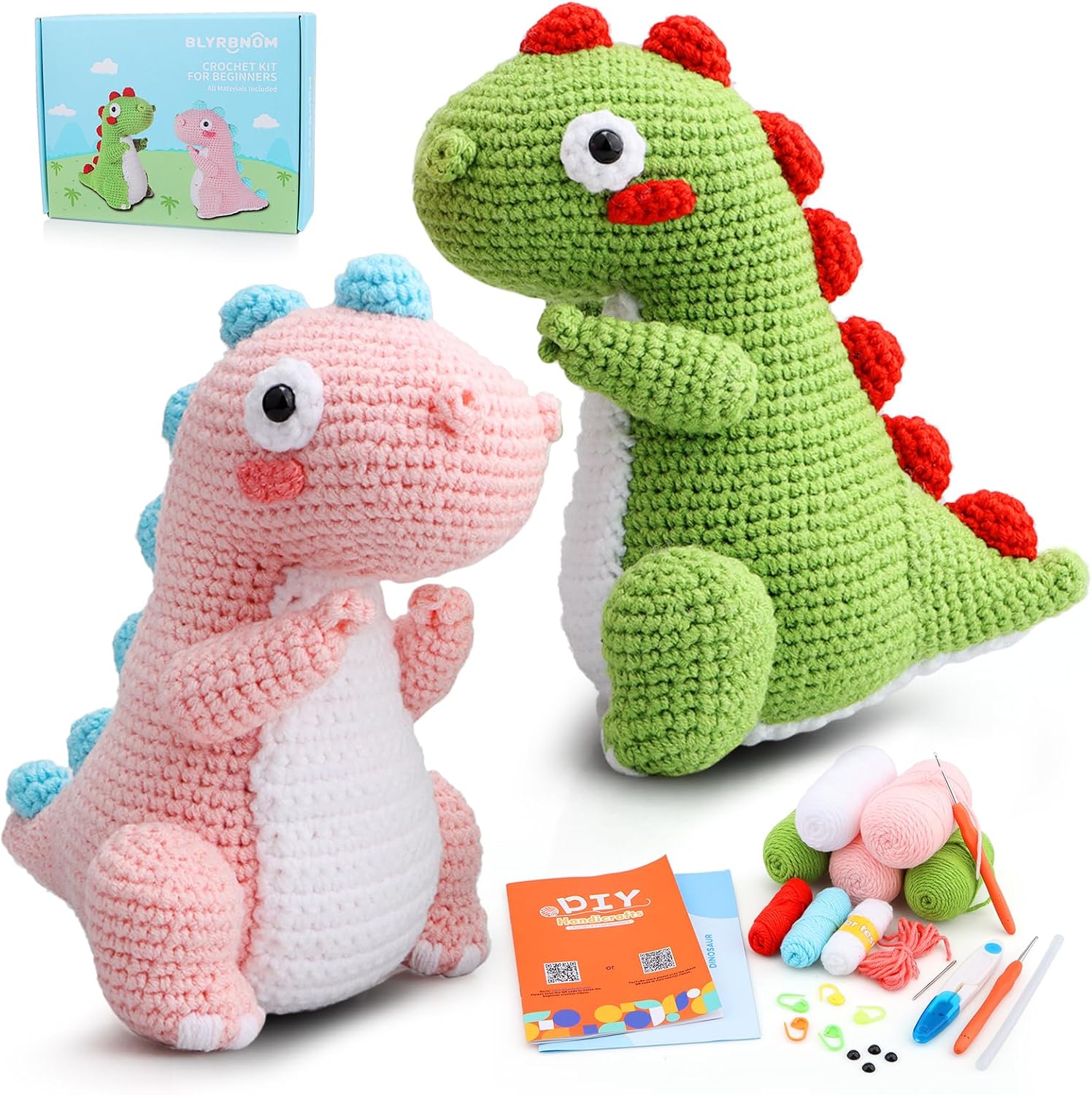 Blyrbnom Crochet Kit for Beginners Adults,Crochet Starter kit with Video Tutorials,Crochet Hook for Beginners Kids to Crochet Animal Kit,Knitting Supplies with Crochet Yarn DIY Kits(40+ Yarn)