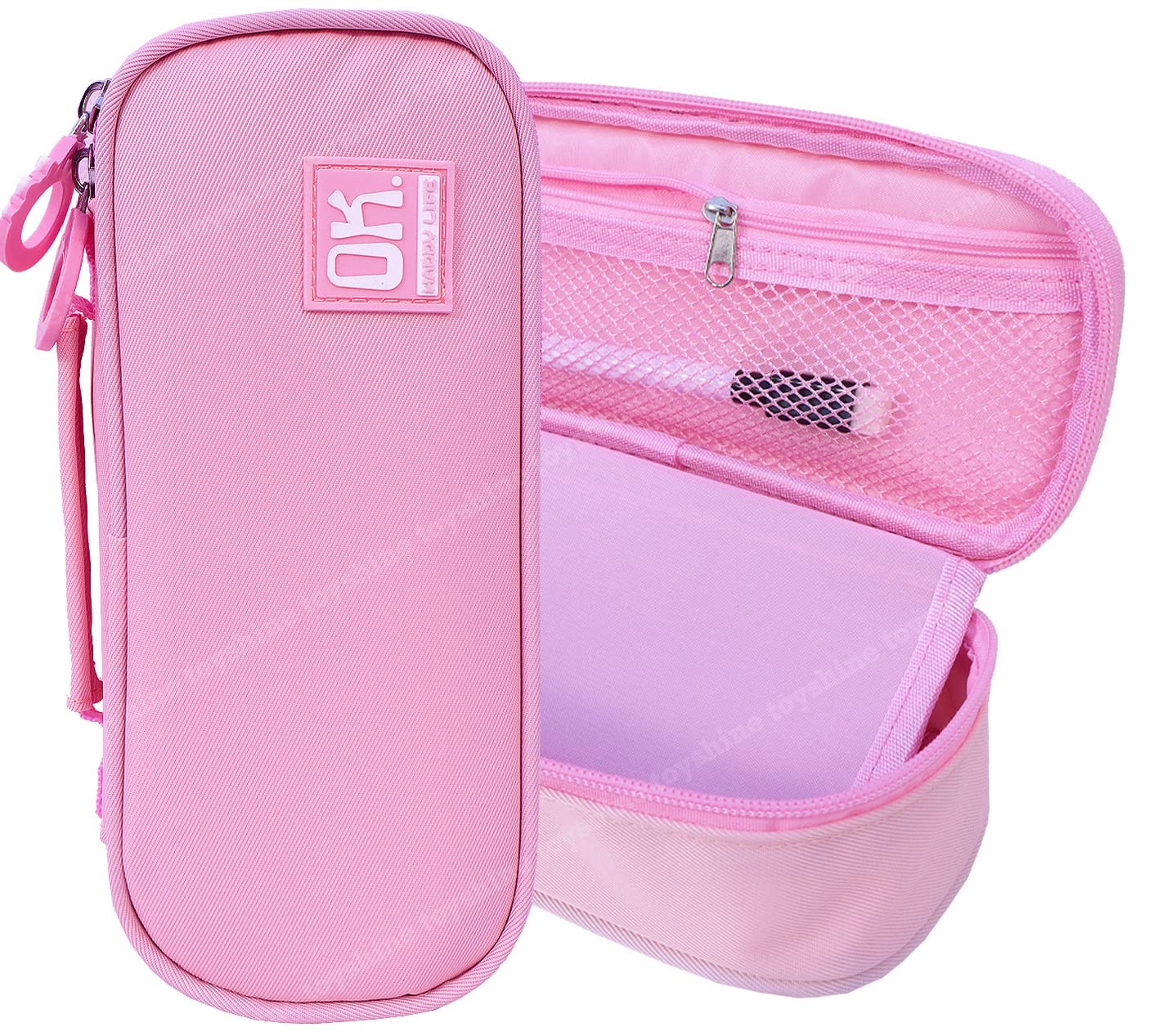 Toyshine Fabric Happy Life Pencil Case With Multiple Compartments And Carry Handle, Kids School Supply Organizer Students Stationery Box, Girls Pen Pouch (Pink) (B0B6JCJCCG) Amazon Price History, Amazon Price Tracker