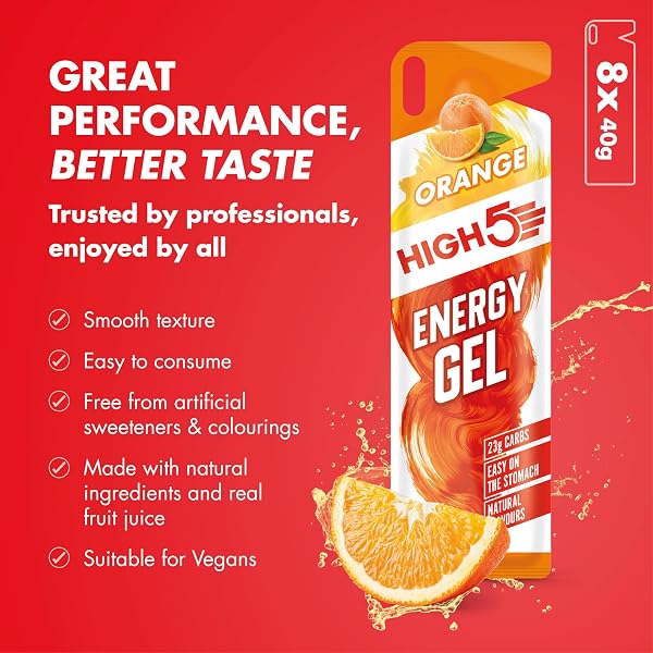 HIGH5 Energy Gel Pack - Running Gel for Quick Energy Release - Natural Fruit Juice & Caffeine-Free - On-the-Go Sports Nutrition for Runners, Cyclists & Endurance Training (Assorted Flavours, 8 x 40g) - 5