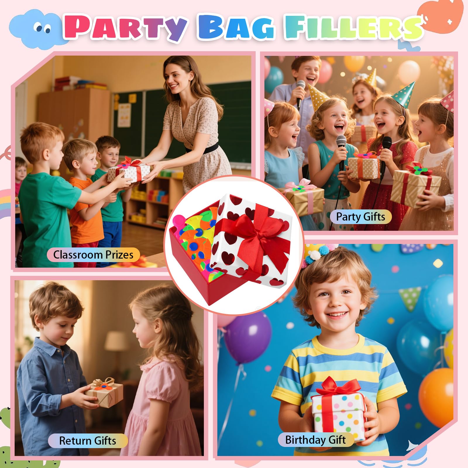 Makorobi 24 Pack Mini Fidget Spinner Toys Party Favors Easter Basket Goodie Bag Stuffers Gifts,Stress Relief Sensory Toys for Kids Teens Adults Autisms,Treasure Box Toy for Classroom Prizes Supplies - Image 4