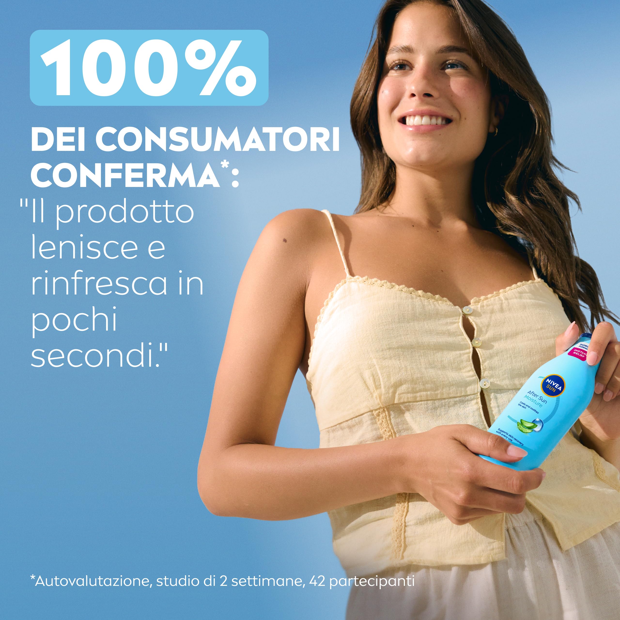 NIVEA SUN Doposole Hydrate 200 ml, Dopo sole idratante 48h, lenitivo e rinfrescante, Aftersun con Aloe Vera Bio, Vitamina E e Acido Ialuornico, Assorbimento rapido, Tutti i tipi di pelle