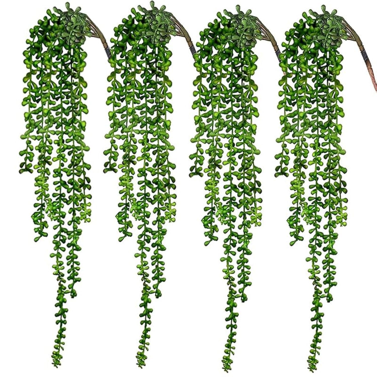 ORiTi 4pcs Artificial Succulents Hanging Plants Fake String of Pearls for Wall Home Kitchen Office Garden Wedding Decor 61cm Each Length