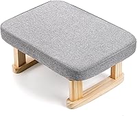 Lawei Small Gray Rectangle Fabric Footstool Ottoman with Wooden Legs - Soft Non-Slip Padding Foot Rest for Desk, Couch, Bedroom, Office 16x11x7"
