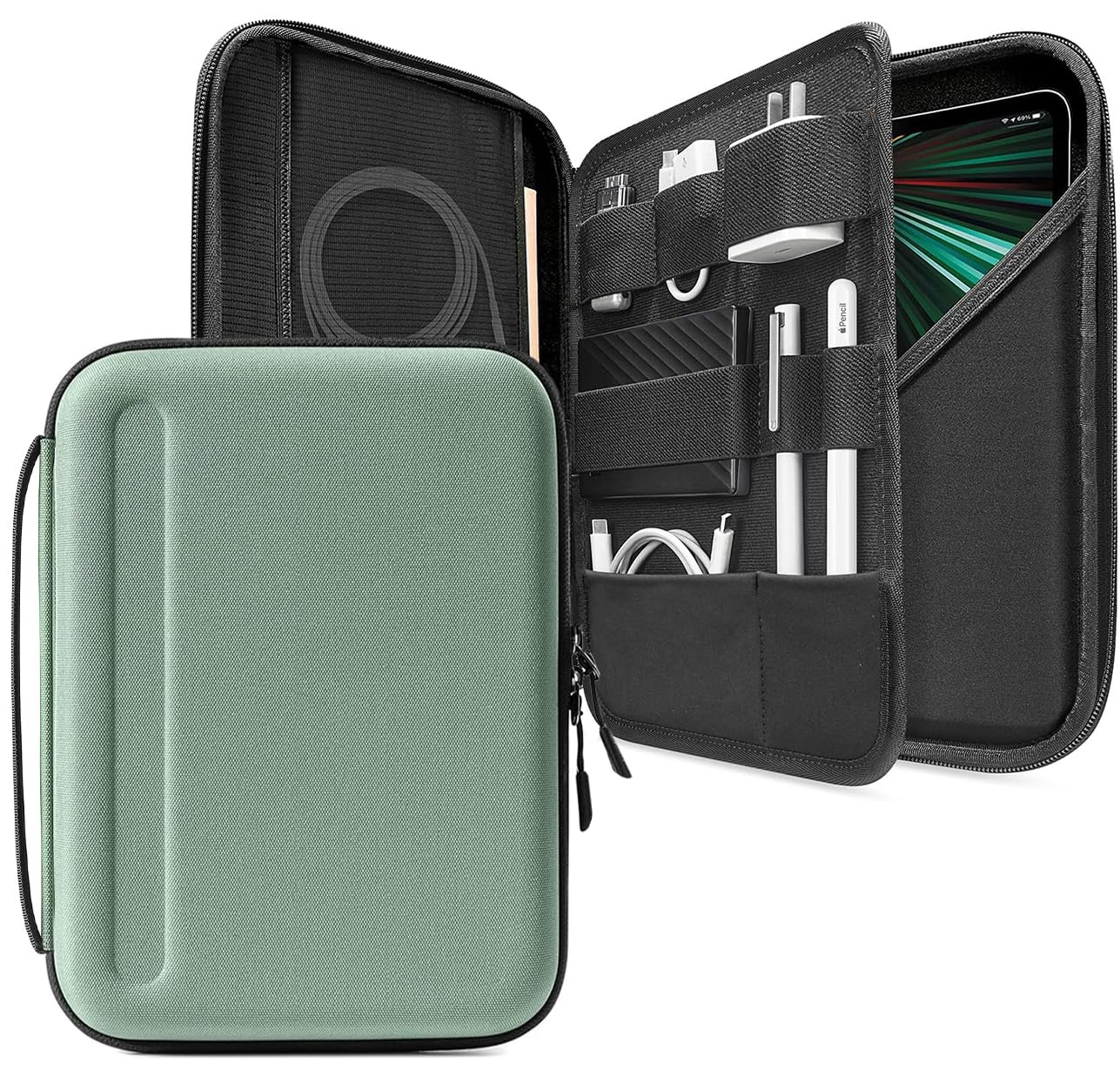ProElite Hard Shell Tablet Sleeve Case 12" to 13" for Galaxy Tab S7+/S8+/S9+/S7 FE, Apple iPad Pro 12.9, Lenovo Tab P12, Microsoft Surface Pro 4/5/6/7/8/9, with Accessories Compartment, Dark Green (B0DDHGCDWW) Amazon Price History, Amazon Price Tracker
