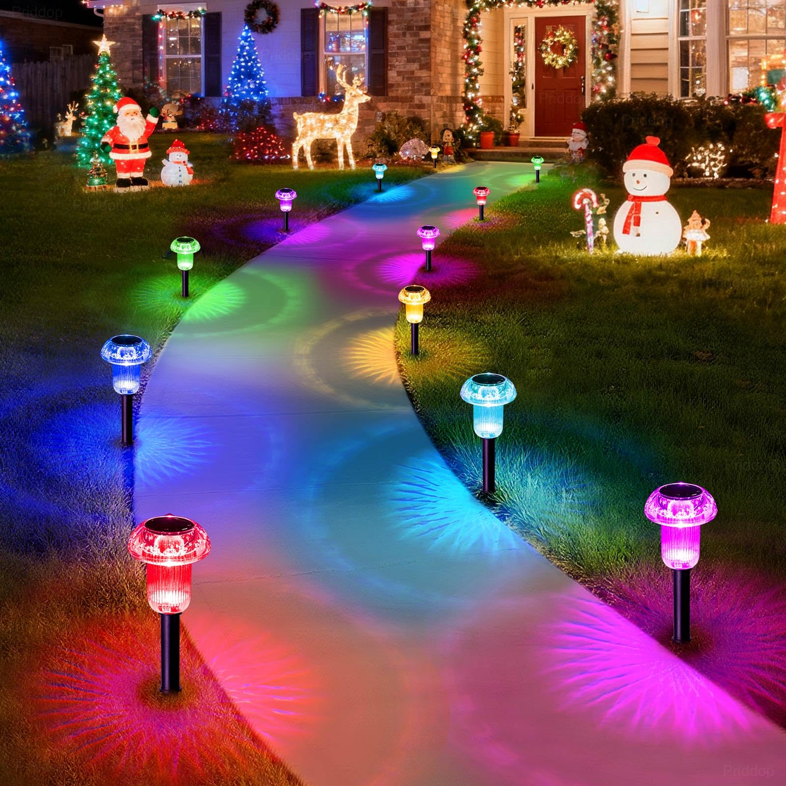 Solar Lights Outdoor Pathway Waterproof 8 Pack Color Changing LED Acrylic Mushroom Decorative Garden Lights for Yard Landscape Patio Outside Decorations