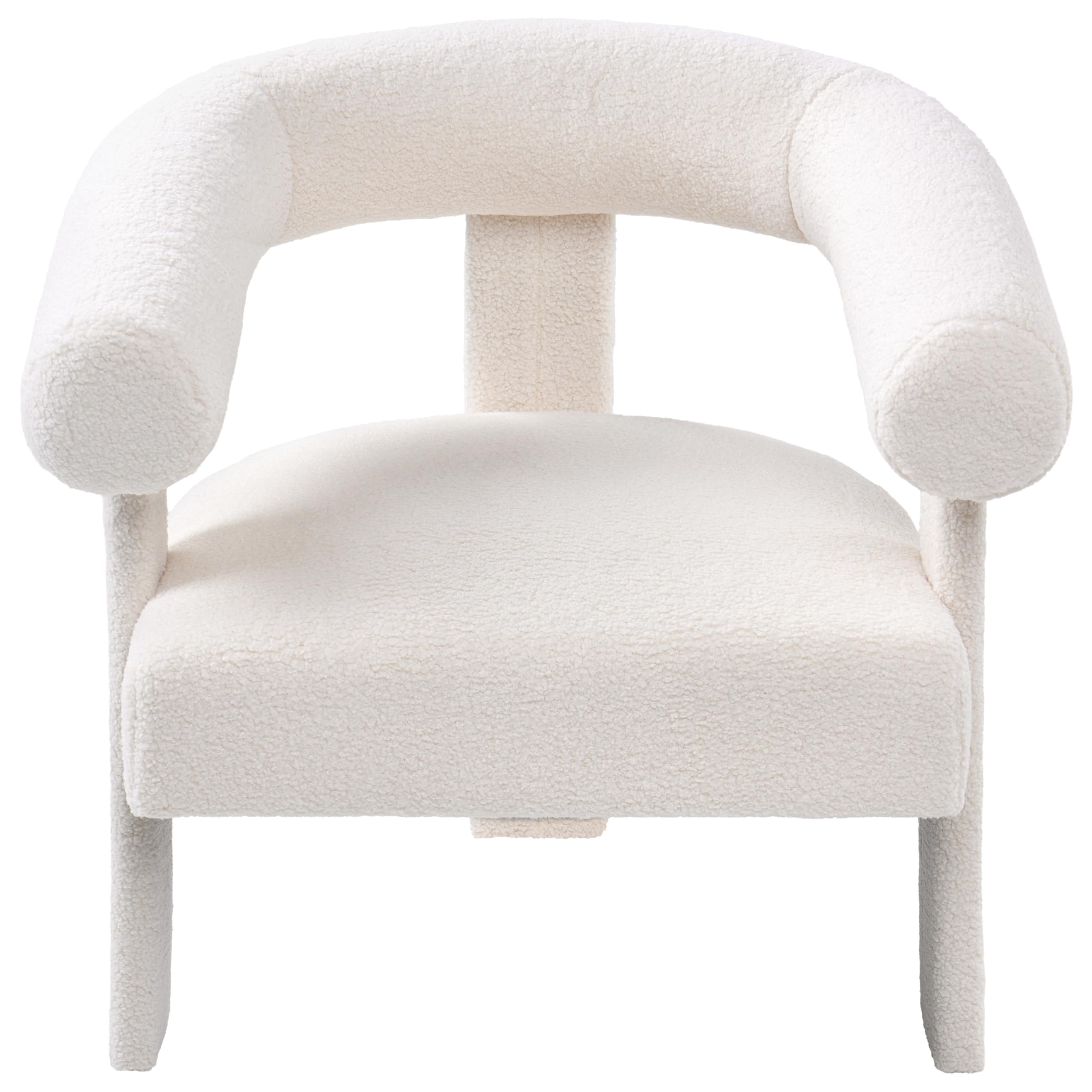 Beliani Sillón de Sala de Estar Estilo Retro tapicería de bouclé Patas tapizadas Blanco Crema Ilbro