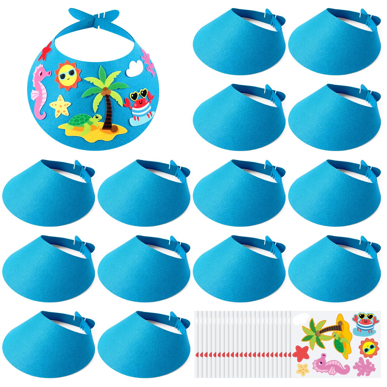 Yearntown 24 Sets Tropical Foam Visor Craft Kit for Kids Summer Foam Visor Sun Hats Vbs Vacation Bible School Supplies Fun Felt DIY Crafts Beach Sun Protection Outdoor Activity Hawaii Luau Party Decor