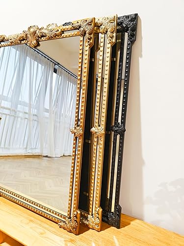 Miniatura 8 de Espejo antiguo con marco de metal de 41 x 29 pulgadas, espejo de pared vintage dorado antiguo espejo barroco