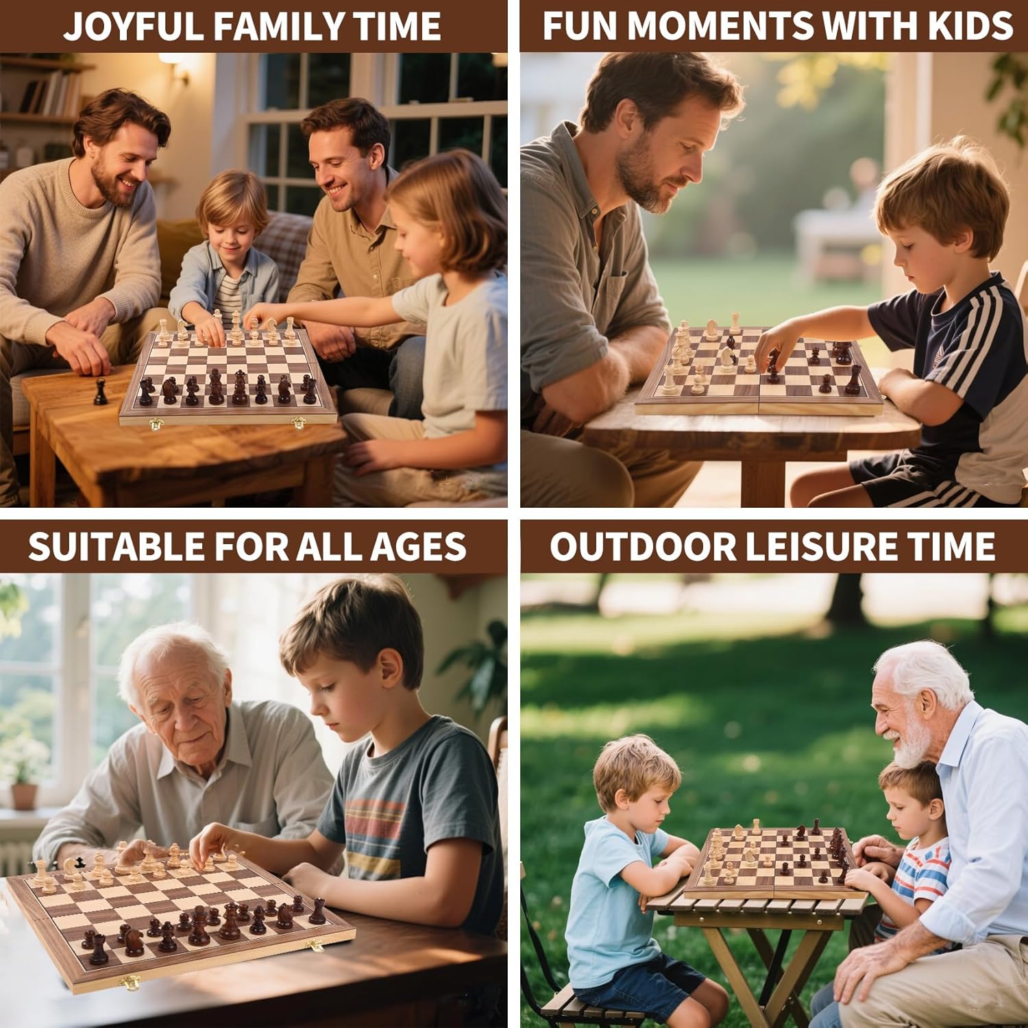 Wooden Chess Set 15 Inch - Classic Handcrafted Game Board for Adults with Extra Queen Pieces and Storage Box - Ideal for Home and Travel -Magnetic (Stanton Piece)