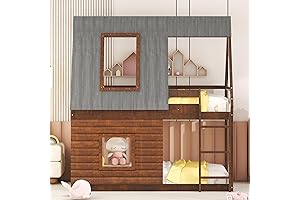 SOFTSEA Low Profile Wood House Bunk Beds Perfect for Kids and Teens