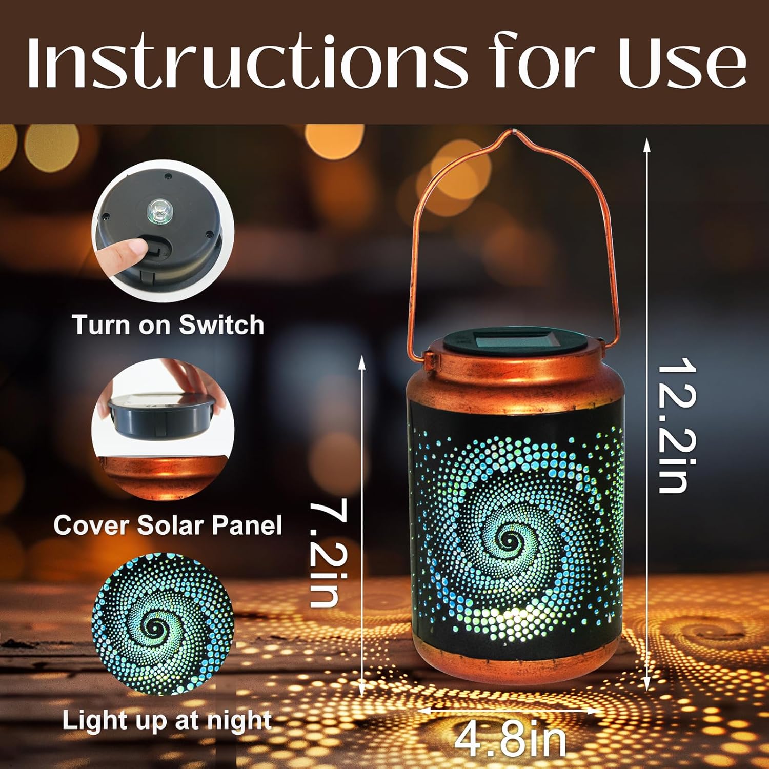 Solar Lanterns Outdoor Hanging Lantern Metal Waterproof LED Lantern with Solar Powered Garden Patio Decorations Decor with Handle Christmas Gift Idea - Image 3