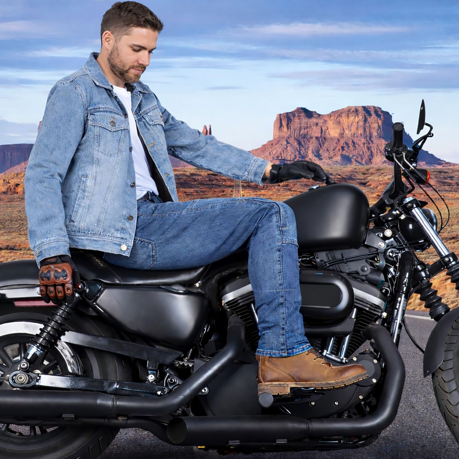 Motorradhose Herren Jeans Stretch – Motorrad Jeans mit elastischem Bund für Urban Riding & Alltag