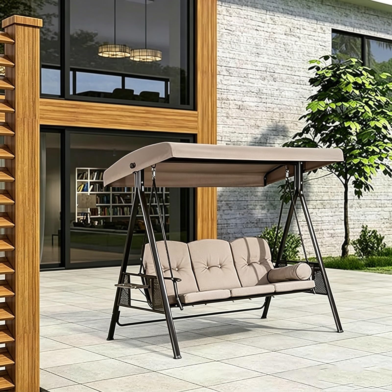 Toit de Rechange pour Balançoire Patio 2-3 Sitzer, Wasserdicht Housse de Balancelle de Jardin Anti-UV pour Protection de Meubles D'extérieur(Black,191x120x18cm/75x47x7in)