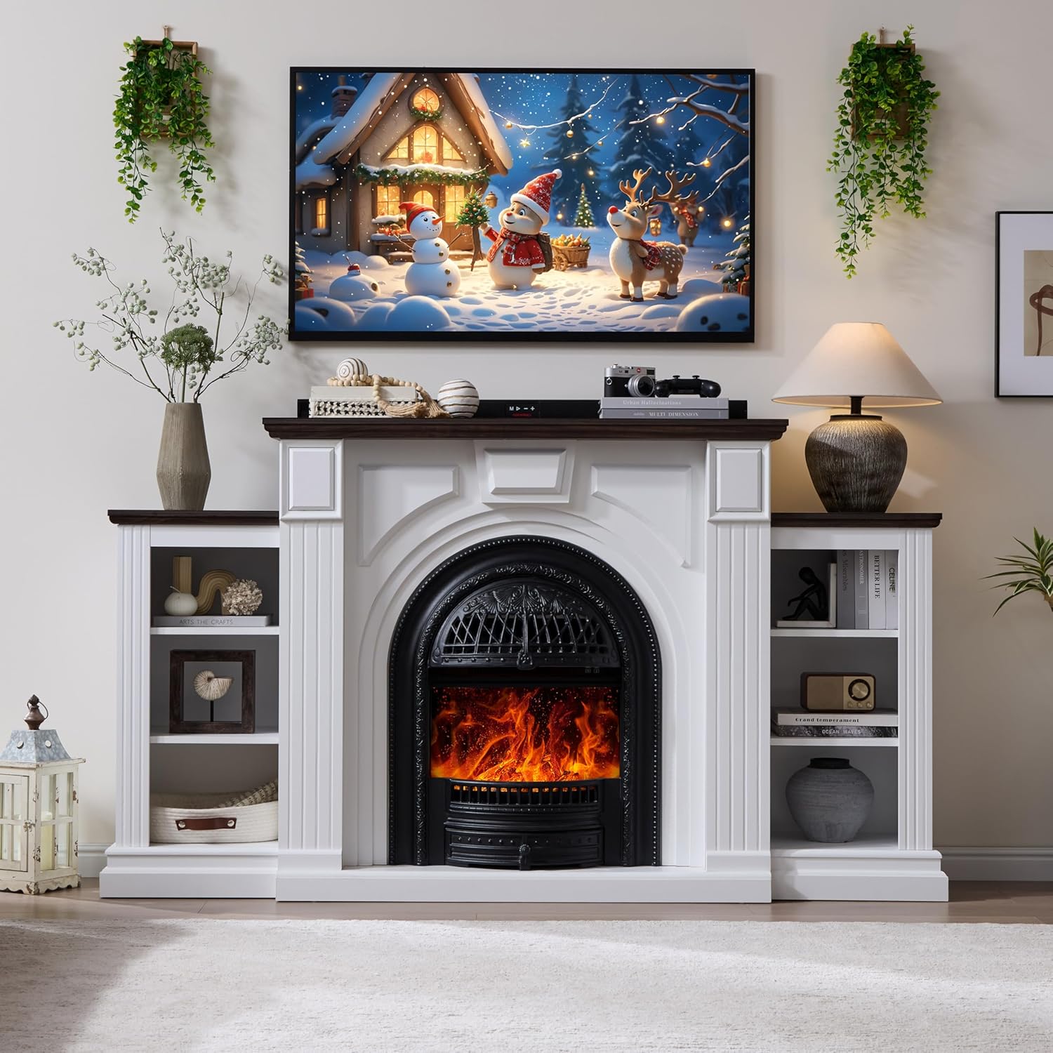 Electric Fireplace with Mantel, 76" Electric Fireplace, Birdcast Fireplaces Entertainment Center TVs Up to 90", Fireplaces TV Stand with 30" Insert Heater with 3D Flame for Living Room, 1400W/750W - Image 2