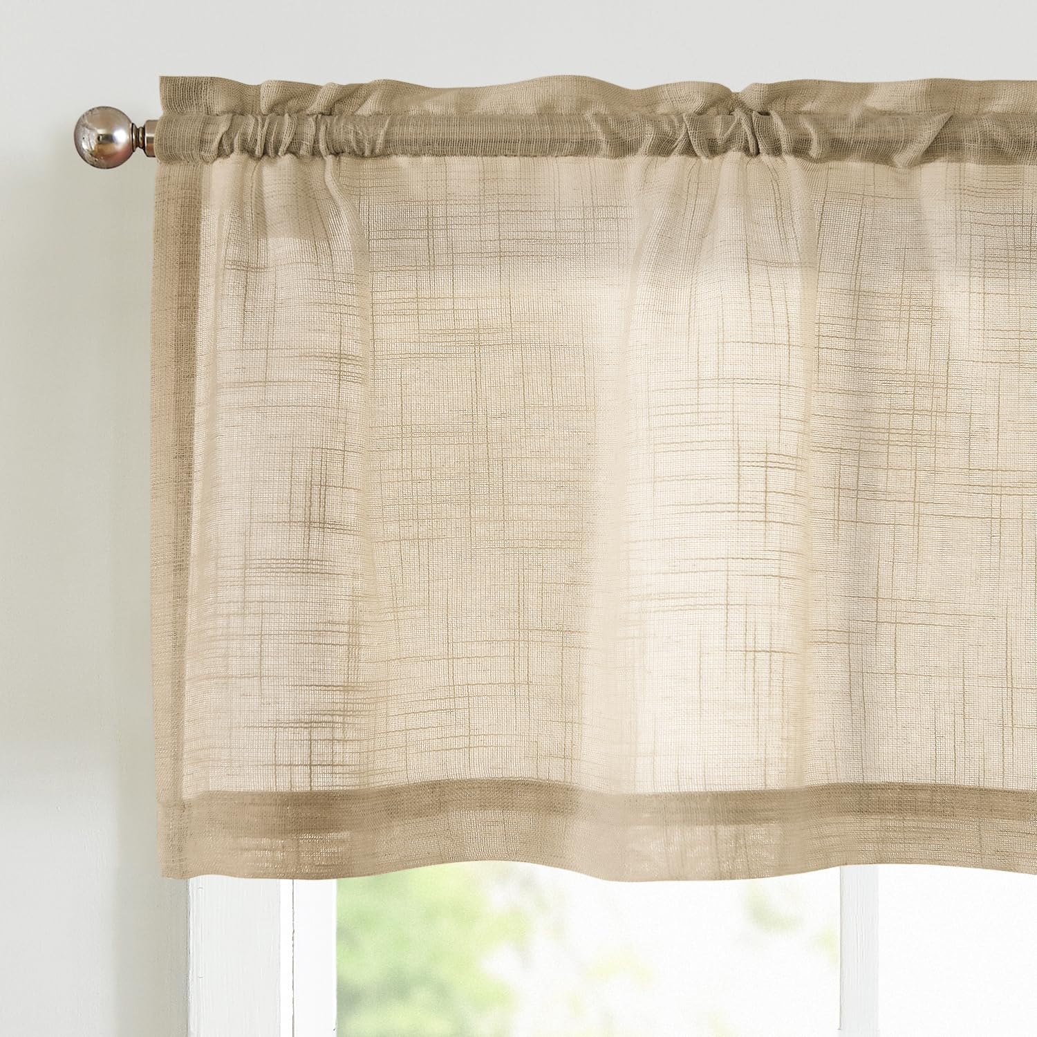 VANGAO Voile Scheibengardine Transparente Bistrogardine Sheer Unifarbige Tunnelzug Küchenvorhang