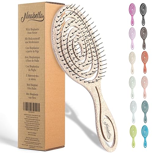 Ninabella - Cepillo orgánico desenredante para el cabello para mujeres, hombres y niños, no tira del cabello, alisador de cabello para cabello liso,