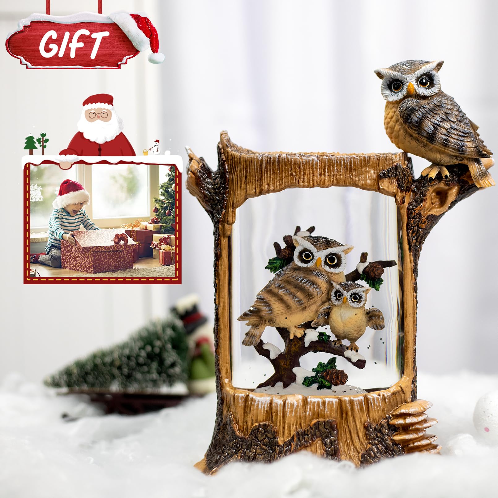 Amazon.co.jp: クリスマス フクロウ ファミリー スノードーム