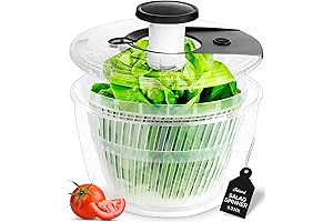 Joined Large Pump Salad Spinner with Drain: Dry Greens and Fruits with Effortless Pumping