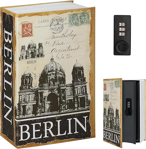 Miniatura 23 de Decaller Caja fuerte con diseño de libro de distracción con cerradura de combinación, caja de seguridad oculta con forma de diccionario, 9.5 x 6.2 x