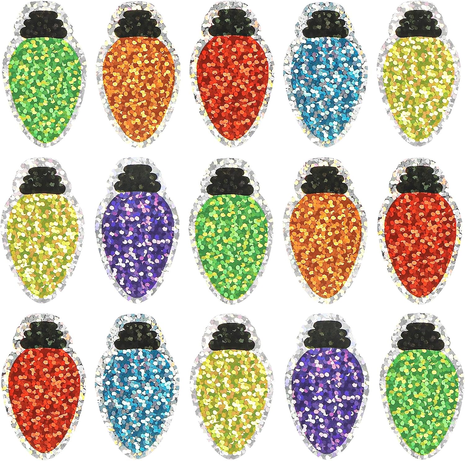 480Pcs Small Christmas Stickers Laser Light Bulb Winter Stickers