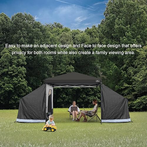 Miniatura 6 de KAMPKEEPER Tienda de campaña lateral, tienda de campaña para toldo desplegable de 10 x 10 pies, kiosco fácil de instalar, compatible con tiendas de