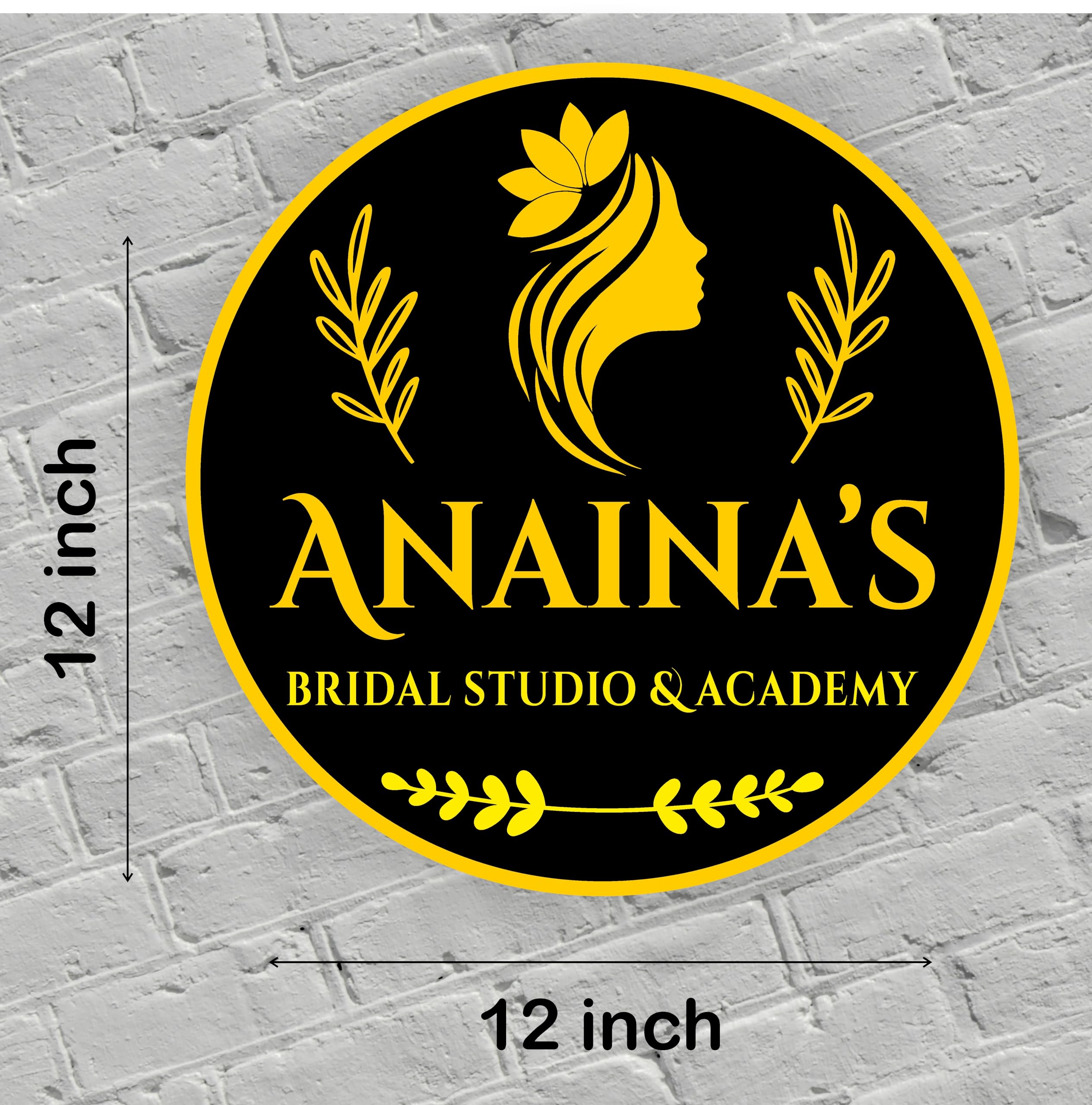 ABAJ Personalized Round Name Board for Salon, 12 * 12 Inch, Golden & Black — Amazon image 3