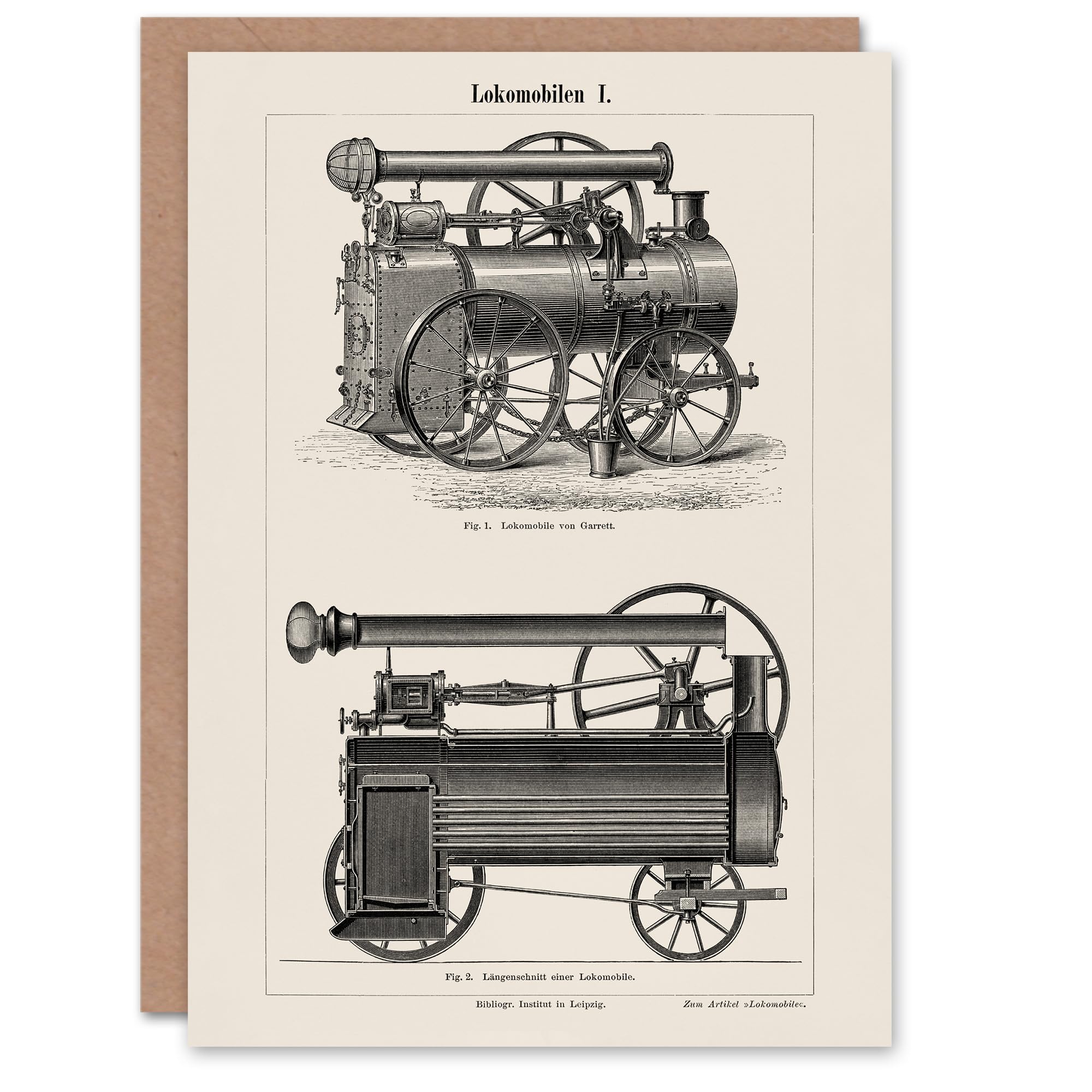 Artery8 Vintage Art Card Lokomobilen Locomotive Steam Train Engine