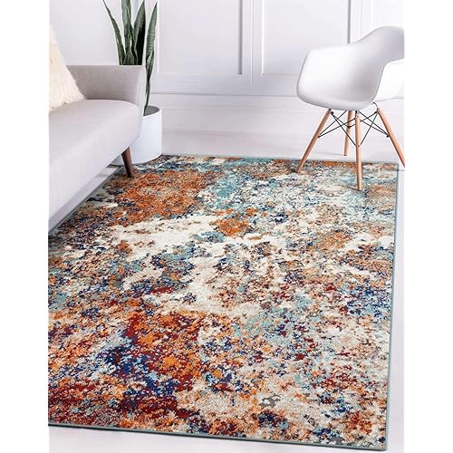 Luxe Weavers 6490 Multi Colored 4 x 5 Abstract Modern Area Rug