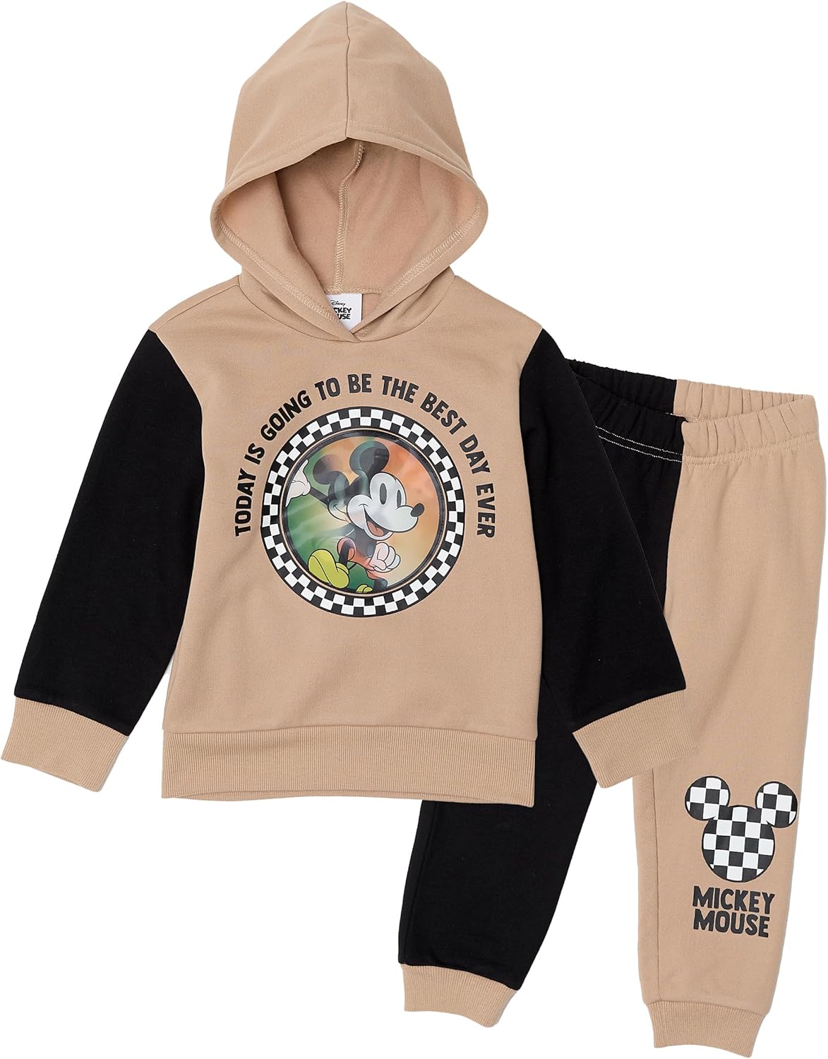 Disney Mickey Mouse Boys’ Hoodie and Jogger Pants Set with Lenticular Patch, 2-Piece Fleece Outfit