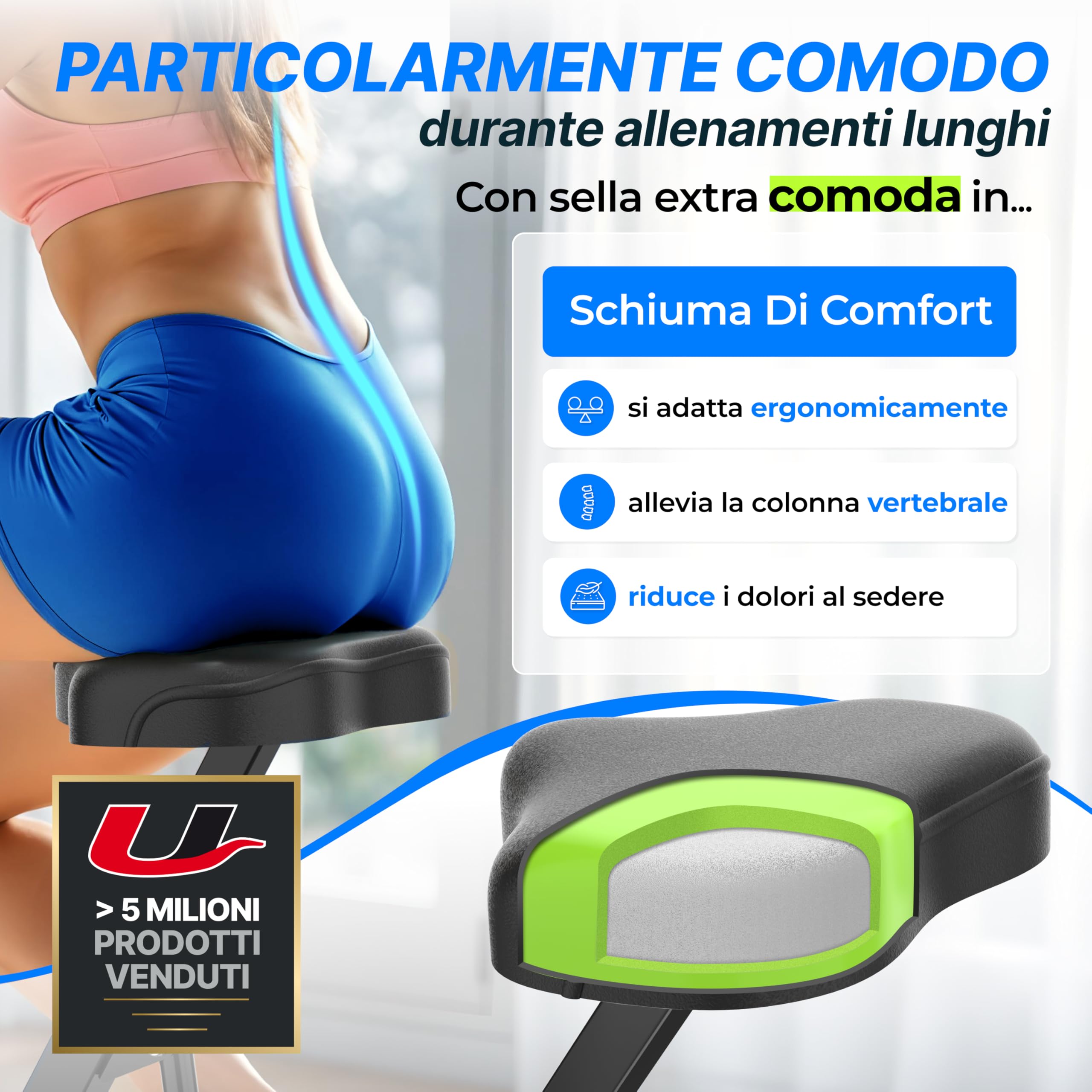 Ultrasport F-Bike Pro Cyclette da Casa Pieghevole I Cyclette Pieghevole da Casa fino a 150 KG con 16 Livelli, Sella Extra Confortevole, Funzione App, LCD Display e Sensori, Cyclette da Camera