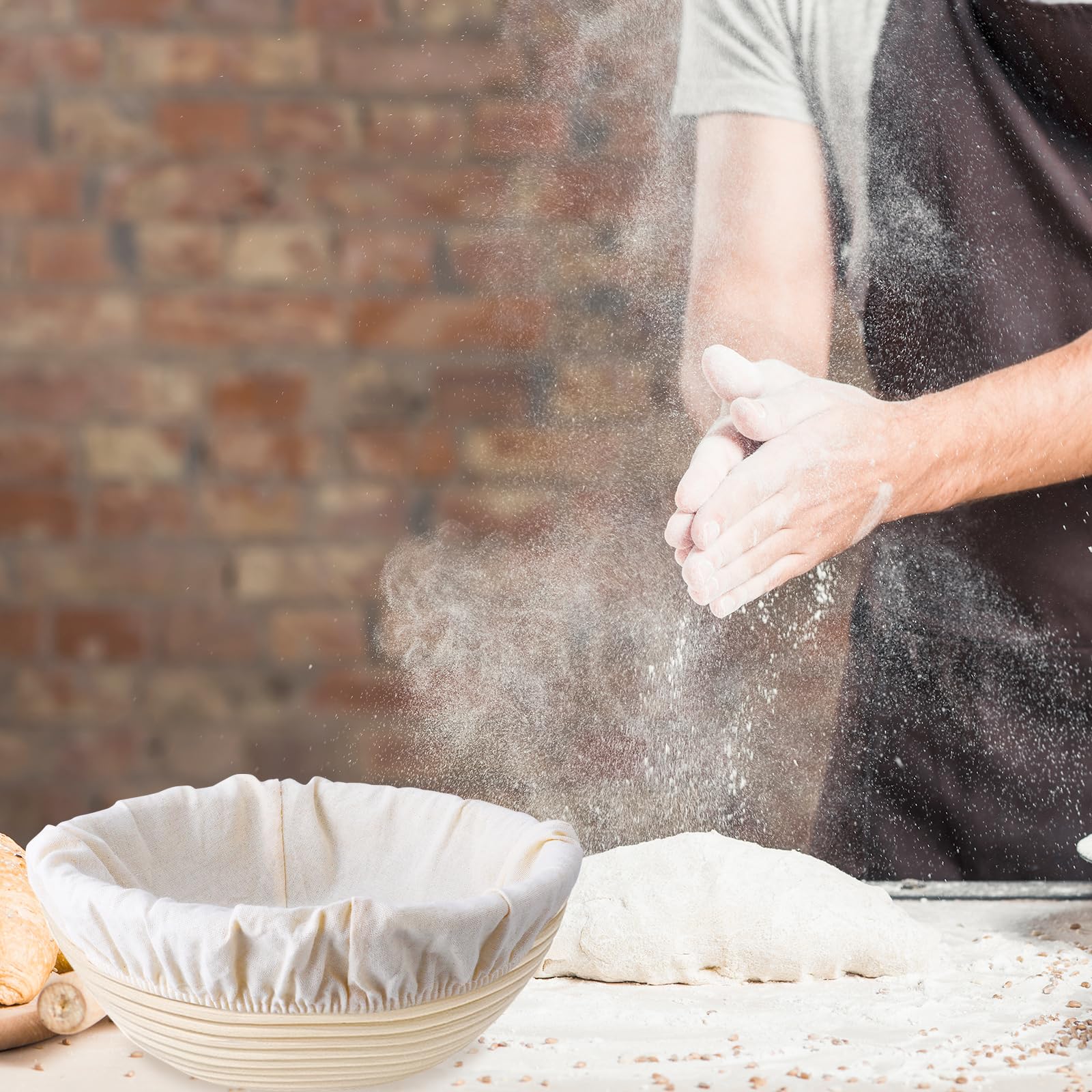 Jeffdad 2 Stück Bäckerleinen für Brot, Leinentuch Brot Backen Teigtuch Strudeltuch Brot Gärtuch für Gärkörbchen Gärkorb, Proofing Basket Cloth Liner Bäckerleinen zur Teigzubereitung und zum Backen