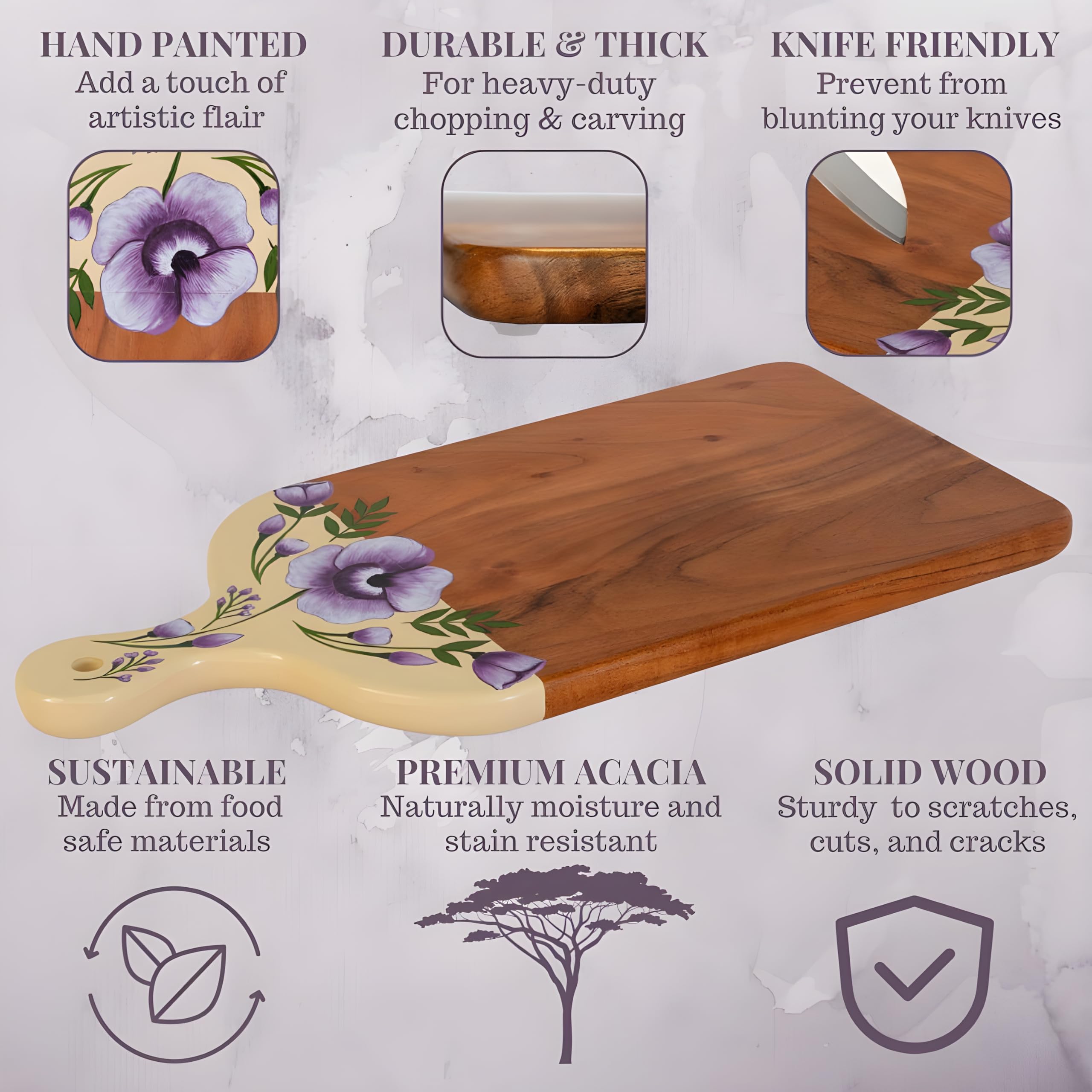 Tabla De Cortar De Madera De Acacia De 45x30cm | Meses Sin Interés